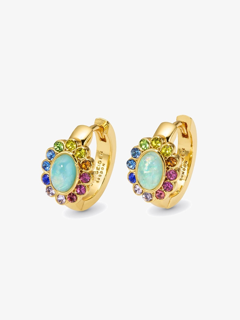 Kurt Geiger Gold Rainbow Opal Huggie Earrings